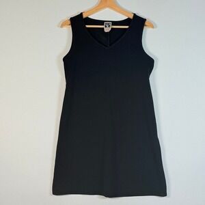 Vintage Zanoni Jalate Medium Black Sleeveless Mini Dress Ribbed Minimalist‎ Y2K